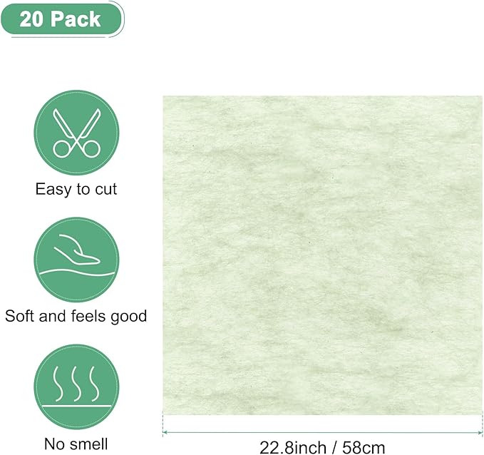M METERXITY 20-Sheet Korean Cotton Wrapping Flower Paper, Waterproof Floral Wrapping Cotton Paper for Bouquets/Gift Packaging [Green]