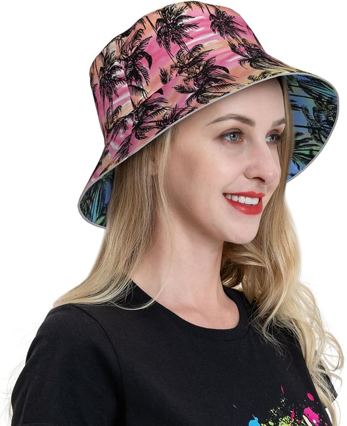 Hat Reversible Fisherman Hats Double Sided Wearing for Women Men Boys Girls