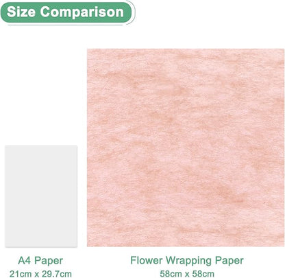 M METERXITY 20-Sheet Korean Cotton Wrapping Flower Paper, Waterproof Floral Wrapping Cotton Paper for Bouquets/Gift Packaging [Pink]