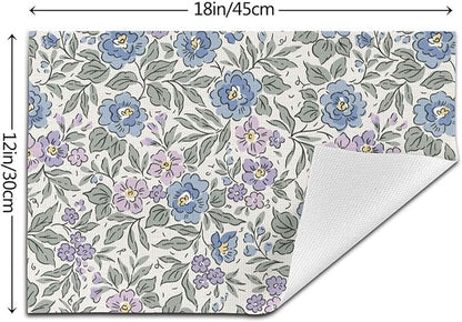 Placemats Set of 4 PVC Woven Place Mats Heat Resistant Easy to Clean for Indoor Outdoor Party Kitchen Dining Table Decoration 12"x18",Floral Pattern