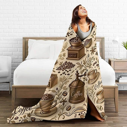 Coffee Blanket Cafe Throw Blanket Food Soft Cozy Fleece Fuzzy Stuffed Plush Flannel Gifts for Girls Women Boys Kids Adults 40''x50''
