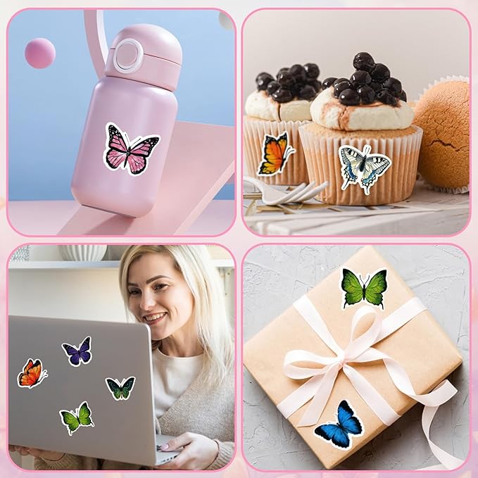 500 Sheets Butterfly Stickers Roll Colorful Butterflies Stickers Spring Butterflies Gift Sticker Roll Colorful Butterfly Label Sticker for Gifts Cards Scrapbook Daily Decorations