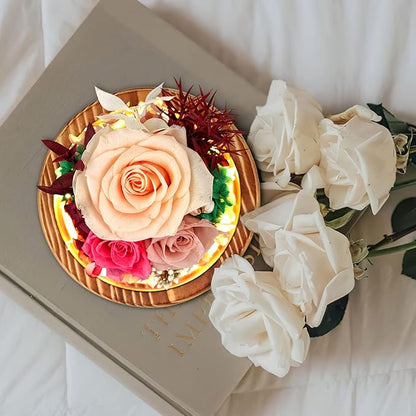 Preserved Roses & Fresh Flowers Bouquet – Gift for Women, Roses That Last Forever, Flowers for Delivery Prime, Champagne Roses – Birthday, Mother’s Day & Christmas