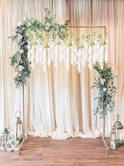 12pcs Wisteria Hanging Flowers 3.6ft Wisteria Artificial Flowers Vines White Silk Long Flowers Garland Fake Flower Ratta String for Wedding Arch Home Party Wall Backdrop Decorations (White)
