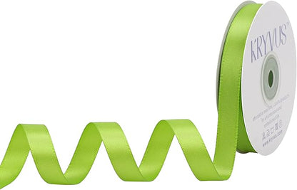 Apple Green Satin Ribbon, Double Faced 1/2 Inch X 25 Yards Apple Green Ribbon, Premium Satin Ribbon for Gift Wrapping, Crafts, Hair Bow Making, Sewing, Flower Bouquet, Wedding Party Decor