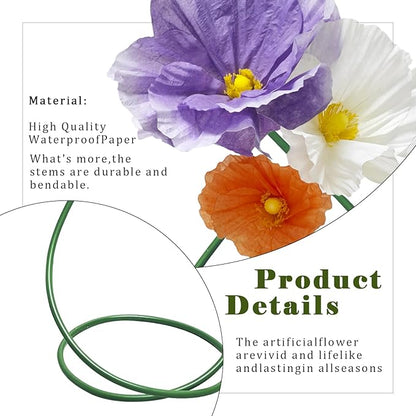 Large Paper Flowers Wall Decor - 3pc Wedding Decorations for Reception Giant Flower for Wedding, Birthday Party, Home Decor, Mall Display, Party Background Decor (Purple Orange White)