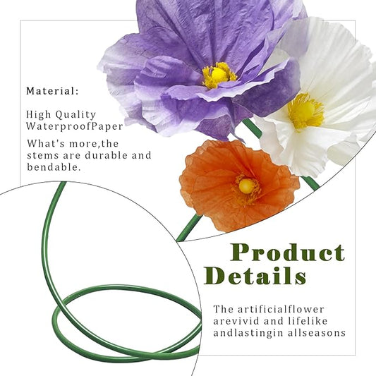 Large Paper Flowers Wall Decor - 3pc Wedding Decorations for Reception Giant Flower for Wedding, Birthday Party, Home Decor, Mall Display, Party Background Decor (Purple Orange White)