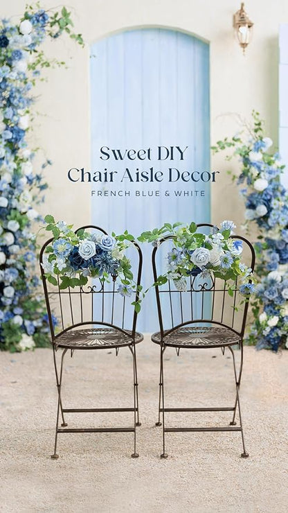 Ling's Moment Artificial Flowers, 25Pcs 3" Roses in Dusty Blue Shades, Realistic DIY Foam Floral Decor for Wedding Bouquets/Centerpieces, Outdoor Party Backdrops, Room/Table, and Garden/Pot Decoration