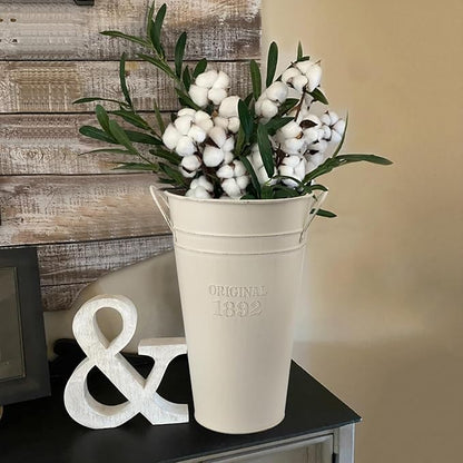 3 PCS 12 Inch Rustic Galvanized Flower Vases, Farmhouse French Buckets for Beautiful Floral Arrangements, Home Decor or Weddings and Events