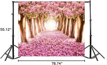 AOFOTO 10x8ft Spring Cherry Blossom Backdrop Sweet Pink Flowers Tree Floral Petal Boulevard Photography Background Wedding Photo Studio Props Girl Bride Woman Lady Mother Artistic Portrait Wallpaper