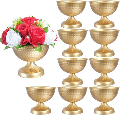 6.5 inch 10 pcs Brass Vase Bowl Gold Centerpieces for Tables Wedding Party Event Gold Accent Decorative Bowl Vintage Style