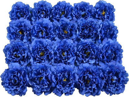 20pcs 5" Artificial Flower Peonies, Silk Peonies with 6" Stems, Flowers Suitable for Wedding Bouquets, Home Party Decoration (Dark Blue)