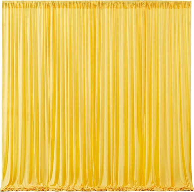 Yellow Backdrop Curtains-Wrinkle-Free Polyester Photography Drapes Party Curtain Background for Baby Shower Wedding Decorations- 16 X10FT (Yellow)
