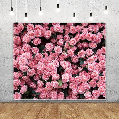 12x10ft Floral Backdrop for Party Photoshoot Pink Rose Flowers Wedding Birthday Bridal Shower Flower Wall Decorations Photography Background