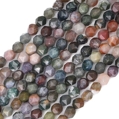 Faceted Natural Indian Agate Stone Round Beads 10mm 36cm/Strand for Jewelry Making