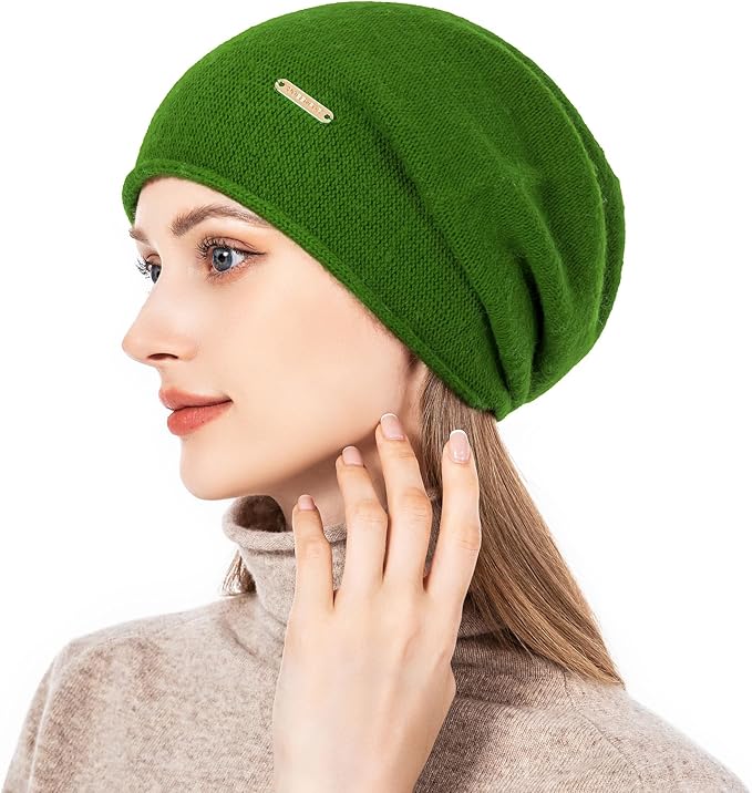 QUEENFUR Knit Slouchy Beanie Hats for Women Cashmere Ski Cap Knitted Wool Soft Warm Winter Hat