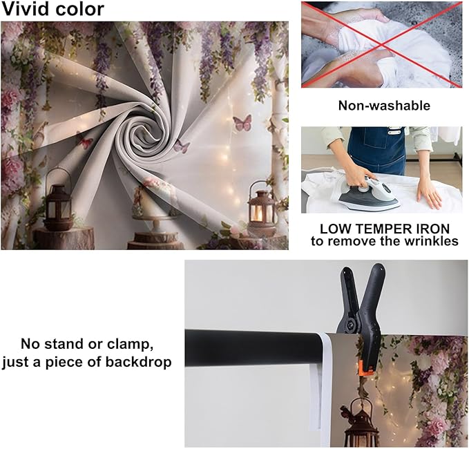 Baocicco Rustic Flower Wall Backdrops 8x6.5ft Farmhouse Wedding Background Photography Baby Shower Bridal Shower Backdrop Purple Floral Wooden Butterfly Backdrop Kids Adults Portraits Studio Props