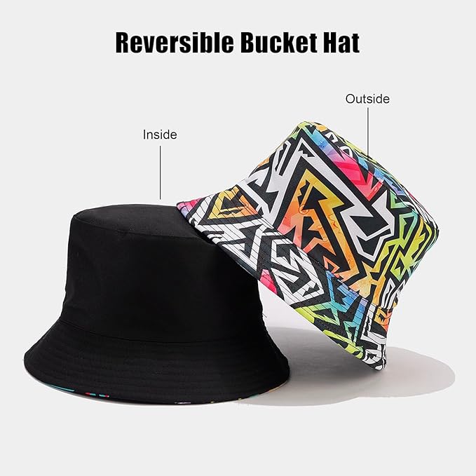 Bucket Hat for Women Men, Cotton Reversible Double Side Wear Sun Hats Beach Fisherman Hat