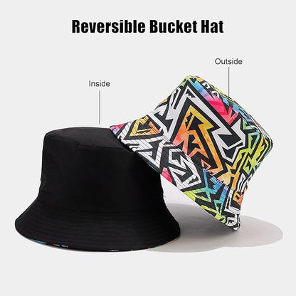 Bucket Hat for Women Men, Cotton Reversible Double Side Wear Sun Hats Beach Fisherman Hat