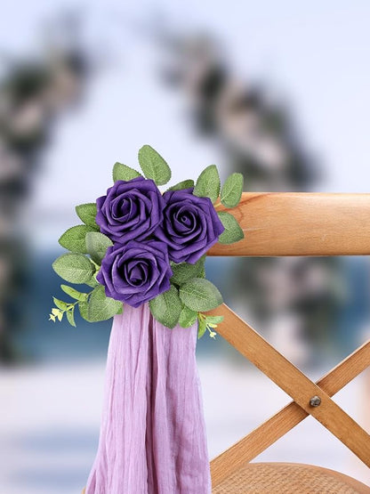 MACTING Artificial Flower Roses 60PCS Real Touch Fake Flowers with Stem Foam Rose for DIY Wedding Bouquet Table Centerpieces Craft Party Holiday Home Spring Valentines Day Decorations,Dusty Purple