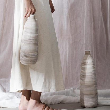 ALMA 18 inch Extra Tall Floor Vase for Home Decor, Large Boho Vase for Tall Pampas Grass, Cream Ceramic Flower Vase for Centerpieces, Living Room Floor, Entryway Floor, Mantel, Bookshelf