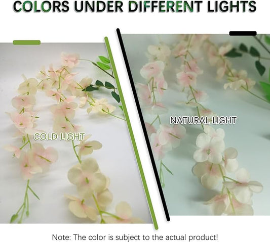 24 Pack Champagne Wisteria Hanging Flowers Garland, 3.77 Feet Artificial Flower Vines, Fake Wisteria, Artificial Vines Hanging Garland for Backdrop Outdoor Yard Garden Decor
