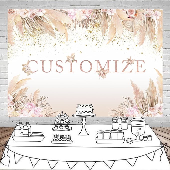 Mocsicka Boho Hello Baby Backdrop Boho Chic Pink Flowers Baby Shower Background A Sweet Little Girl is on The Way Party Cake Table Decorations Photo Booth (Customize)