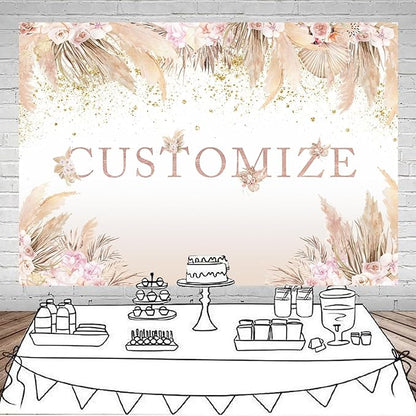 Mocsicka Boho Hello Baby Backdrop Boho Chic Pink Flowers Baby Shower Background A Sweet Little Girl is on The Way Party Cake Table Decorations Photo Booth (Customize)