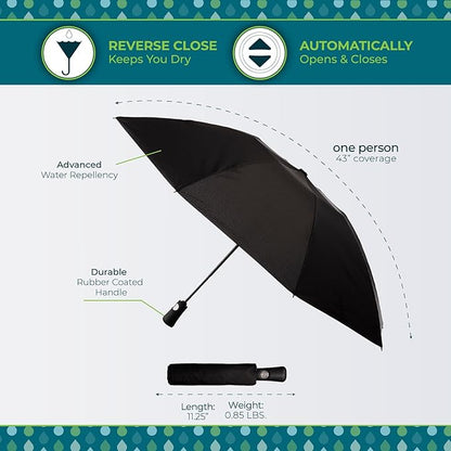 Totes Reverse Close Folding Inbrella with Auto Open Close and Compact