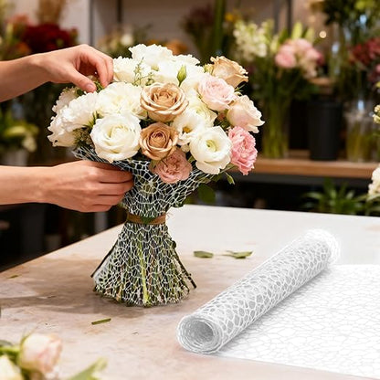 42cm*5Yards Papel Coreano para Flores, White Korean Wrapping Paper, Pearl Mesh Floral Wrapping Paper(Pure White)