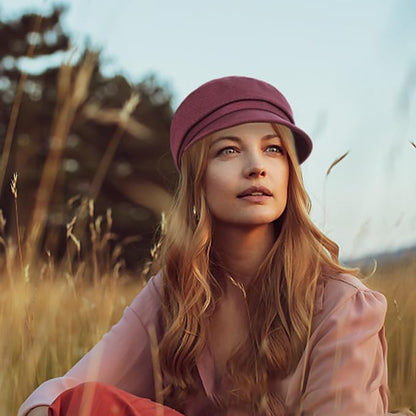 Women Retro Classic Visor Newsboy Cabbie Cap Beret Hats with Flower Buckle for Woman Ladies