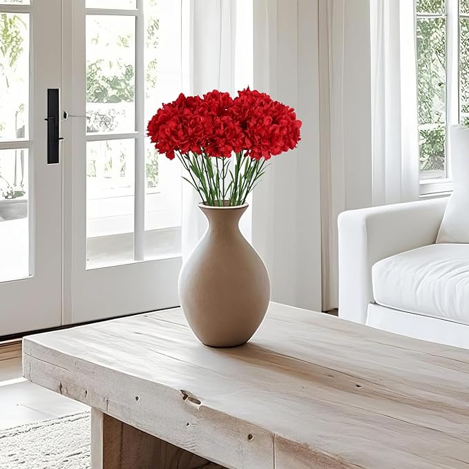 Red Carnations Artificial Flowers 15PCS Carnations Flowers Silk Flowers 21.25in Fake Flowers for Wedding Home Table Centerpieces Floral Arrangements(Red)