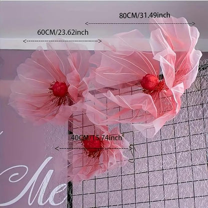 Wedding Decorations for Reception, 5.58 ft Huge Artificial Silk Flower Decoration, Wedding Arrangements, Birthday Party Banquet Background Decor, Shop Window Display (S Red)