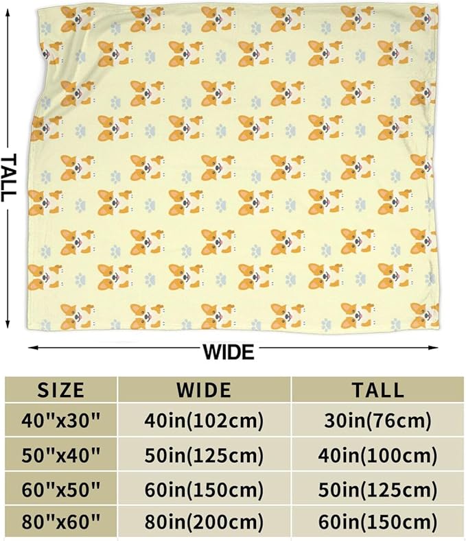 Corgi Blanket Cute Corgi Dog Throw Blanket Puppy Soft Cozy Fleece Fuzzy Stuffed Plush Flannel Gifts for Girls Women Boys Kids Adults 40''x50''