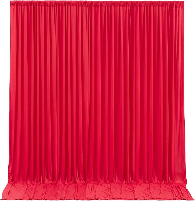 Red Backdrop Curtains 6 Panels-Wrinkle-Free Polyester Photography Drapes Party Photo Backgrounds for Wedding Christmas Photo Backdrops- 24 X10FT (Red)