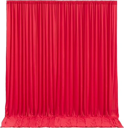Red Backdrop Curtains 8 Panels-Wrinkle-Free Polyester Photography Drapes Party Photo Backgrounds for Wedding Christmas Photo Backdrops- 32 X10FT (Red)