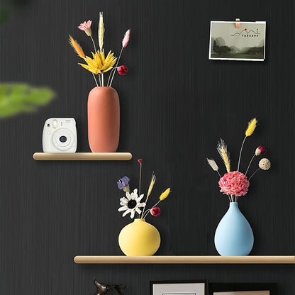 Small Multi Color Ceramic vase Set 3 Modern and Minimalist Decorative for Home Decor, Office, Modern, Classical, Creative Shelf, Table, Bookshelf, Entryway, Coffee Table Decor