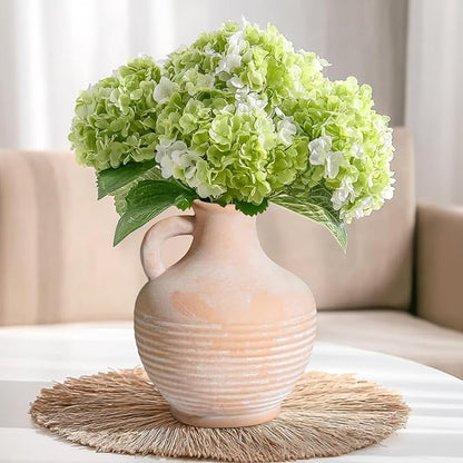 Ceramic Flower Vase with Handle, 6 inch Rustic Terracotta Vase, Vintage Clay Pottery, Farmhouse Decor, House Decorations for Home, Living Room, Bedroom, Entryway, Kitchen Decor