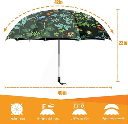 Small Compact Travel Automatic Folding Umbrella for Women, Portable Lightweight, Rain, Wind, UV Sun Shade
