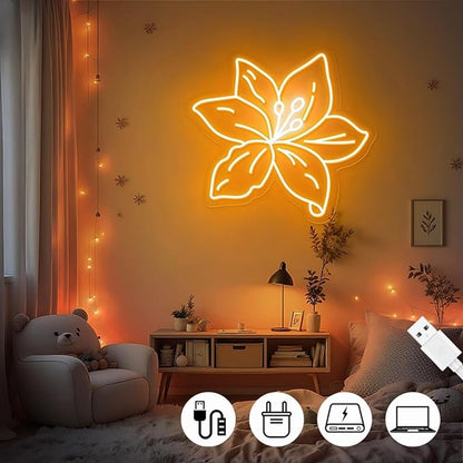 Lily Flower Neon Sign - Dimmable, Customizable Colors, Ideal Flower Neon Sign & Neon Signs for Wall Decor, Perfect for Healing Bedrooms, Nature-Inspired Studios, Plant Enthusiasts' Spaces, Great Gift for Boho & Nature Lovers