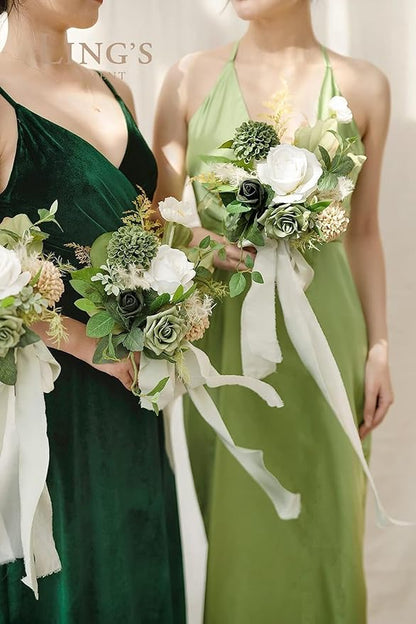 Ling's moment Artificial Flowers, 50Pcs 3" Roses in Emerald Green Shades, Realistic DIY Foam Floral Fill for Wedding Bouquets/Centerpieces, Outdoor Party Backdrops, Room/Table, Garden/Pot Decorations