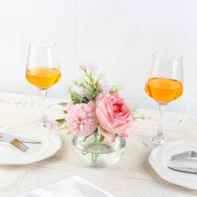 6 Pack Clear Round Glass Vases, 4.7” W x 3.5” H, Bubble Bowl Flower Vase for Table Centerpieces, Candle Holders for Wedding Event Home Decor