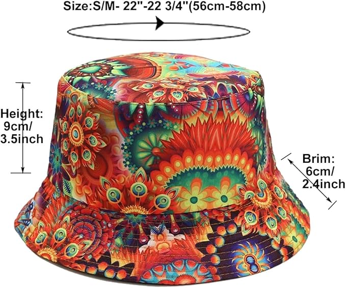 Quanhaigou Bucket Hat for Men Women,Packable Reversible Printed Sun Hats,Fisherman Outdoor Summer Travel Hiking Beach Caps