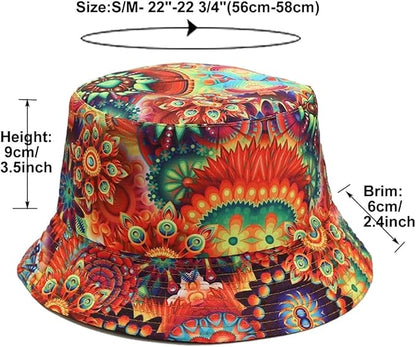 Quanhaigou Bucket Hat for Men Women,Packable Reversible Printed Sun Hats,Fisherman Outdoor Summer Travel Hiking Beach Caps