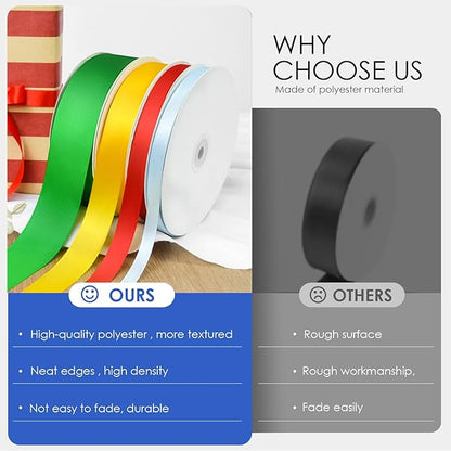 100 Yards 5/8 inch Satin Ribbon, Fabric Ribbon Solid Color Perfect for Gift Wrapping, Wedding, Handmade Bows, Floral Bouquets and Party Decoration(Royal Blue)