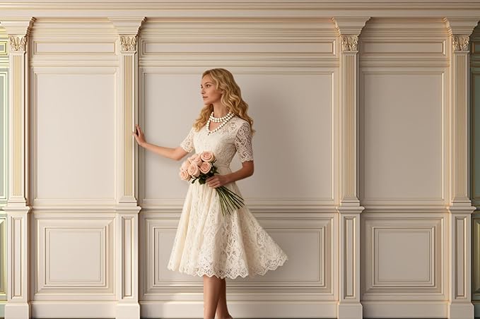 AOFOTO Vintage Room Inside Backdrop Classic French Frame Beige Walls Photo Background for Wedding Bridal Shower Party Banner Home Headboard Decor Wall Photo Studio Booth Props 10x8ft