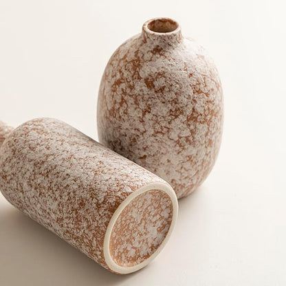 Modern Ceramic Vase Set, Neutral Colors, Decorative Vases for Home Decor, 4 Piece Collection (Stone)