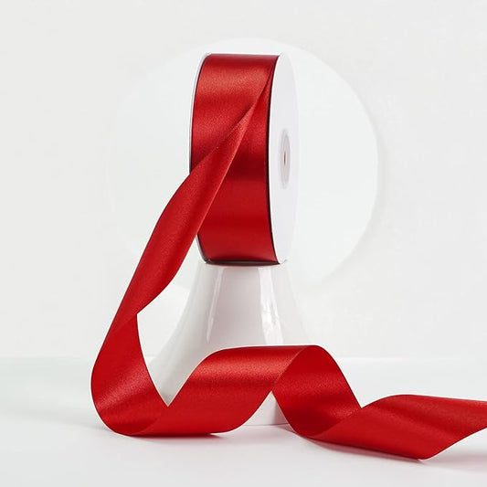 MEEDEE Red Satin Ribbon 1-1/2 Inch Red Ribbon Lux Double Faced Satin Ribbons by 50 Yards Polyester Satin Ribbons for Crafts, DIY Crafts, Weddings, Flower Bouquet, Holiday Decorating