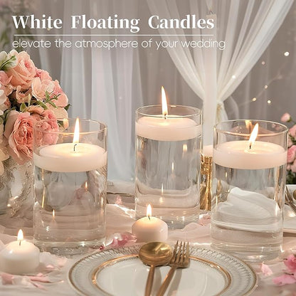 3 inch White Floating Candles 8-9 Hours Floating Candle for Centerpieces 36 Packs Unscented Floating Candles 3” Water Candles for Cylinder Vases, Pool, Wedding