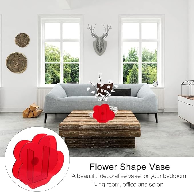Clear Acrylic Round Vase Minimalist Transparent Design for Home Decor, Table, Office, or Wedding Display (Round Style)